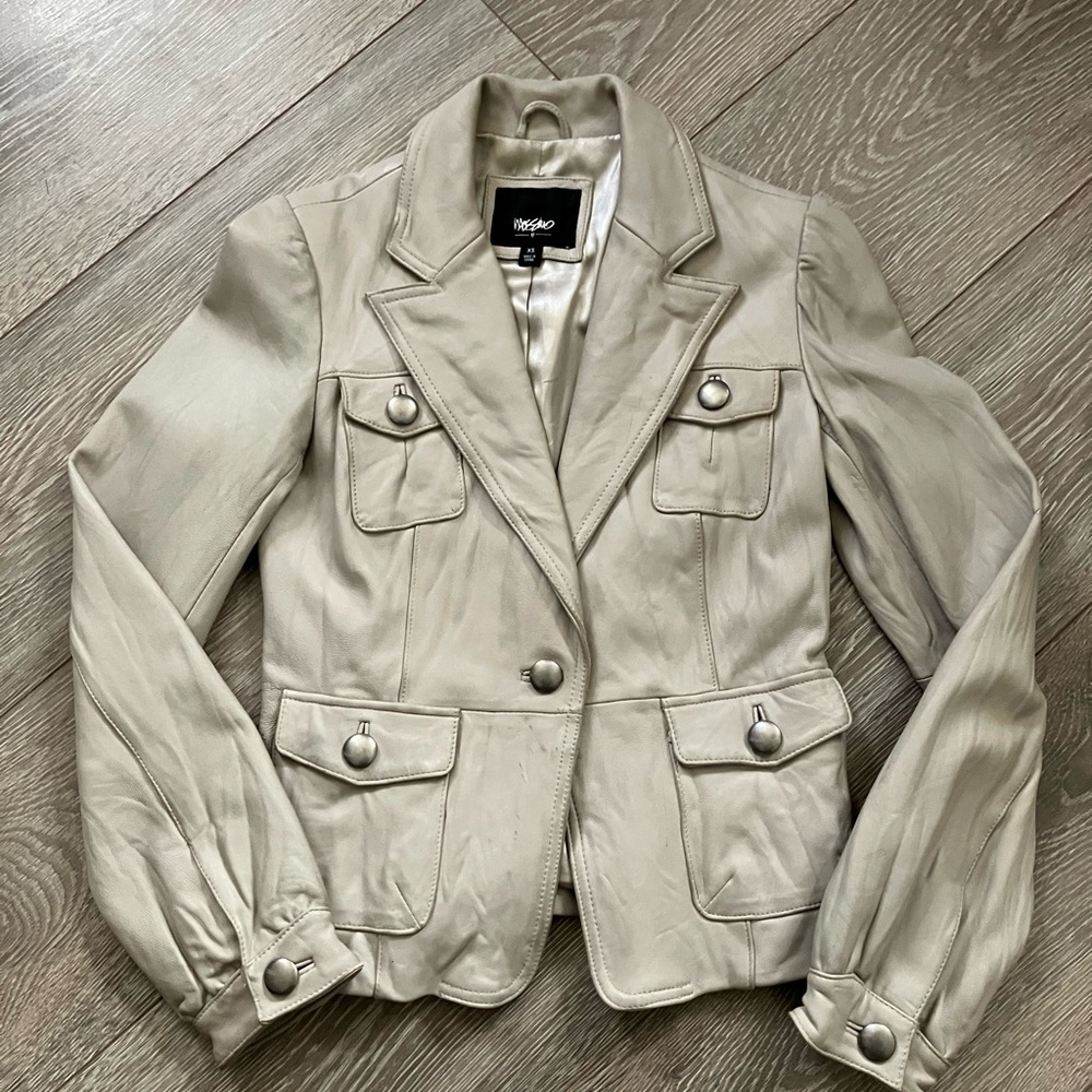 ✨Vintage✨Mossimo Y2K Genuine Leather tailored Blazer Jacket Size XS